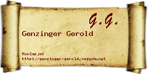 Genzinger Gerold névjegykártya
